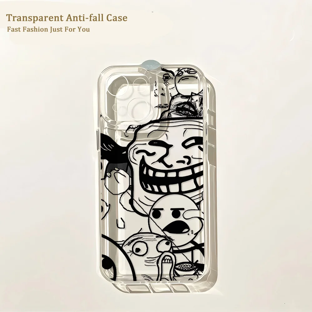 Funny Meme TrollfaceS Transparent Phone Case - Humorous Design Back Cover