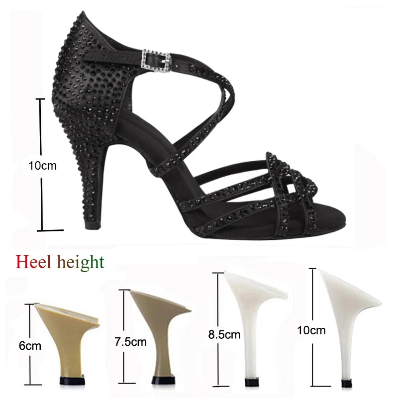 Summer New Latin Dance Shoes Women Salsa Tango Ballroom Party High Heel Women's Shoes Rhinestone Black Girls Sandals Outdoor