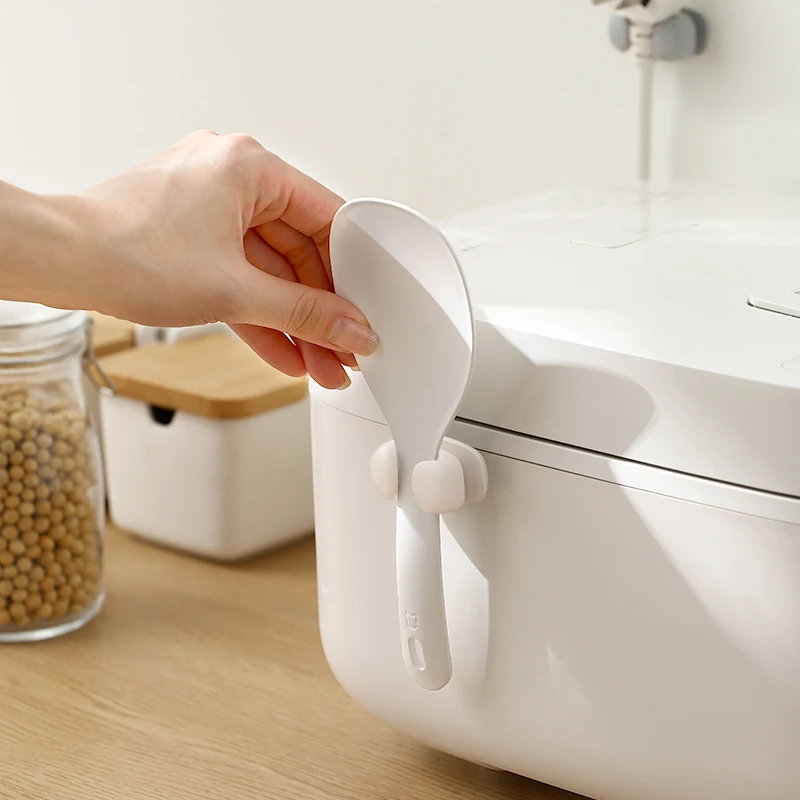 Rice Spoon Holder Silicone Storage Rack Kitchen Wall-Mounted Cooker Spoon Shelf Placement Rack
