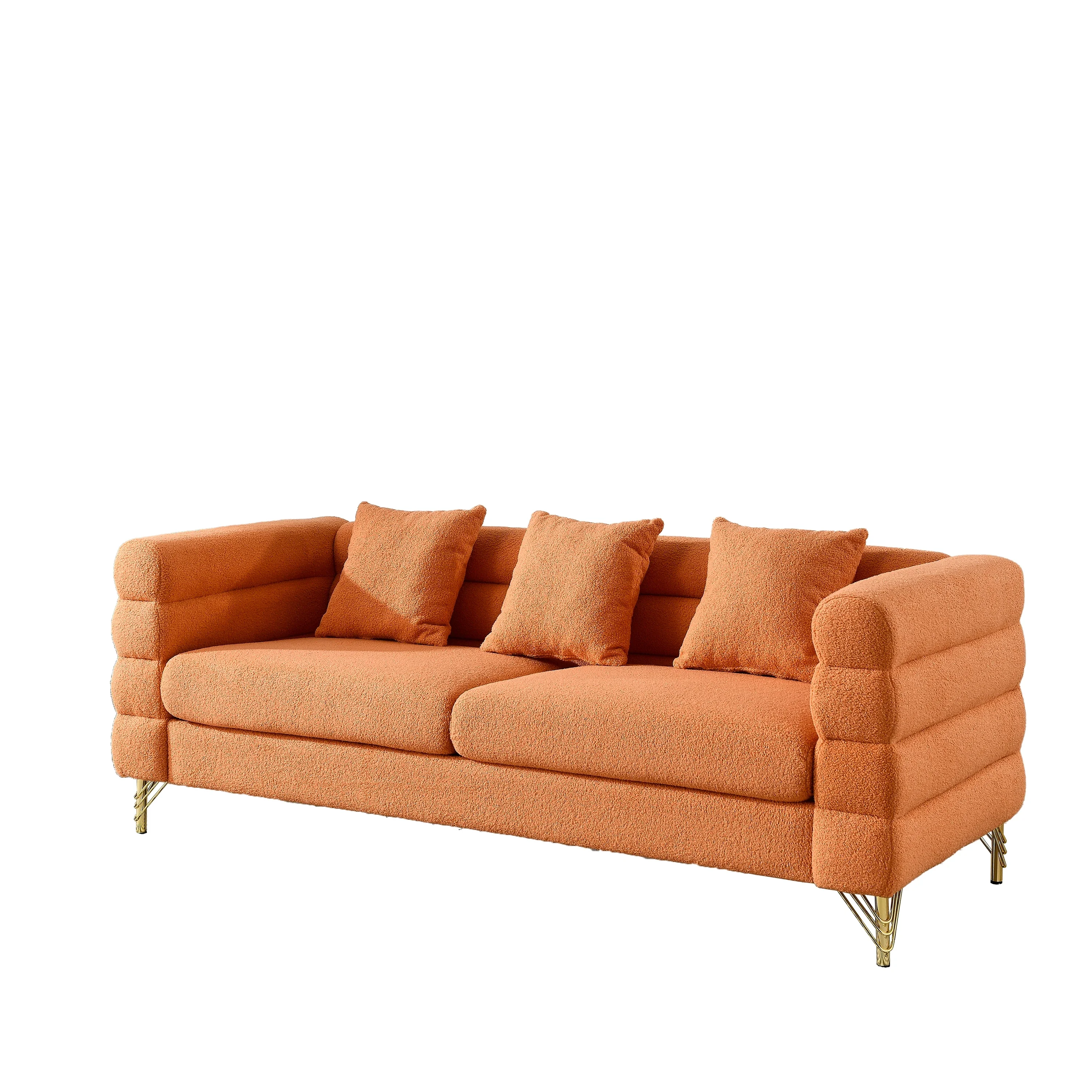 

81 Inch Oversized 3 Seater Sectional Sofa, Living Room Comfort Fabric 3 Pillows - Deep Seating Sectional Sofa