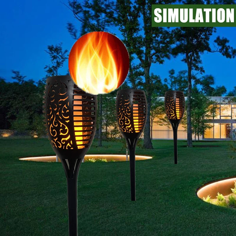 Solar Flame Lights Torch 96 LED Flickering Light Waterproof Garden Party Restaurant Decoration Outdoor Path Yard Floor Lamp garden decoration lamps