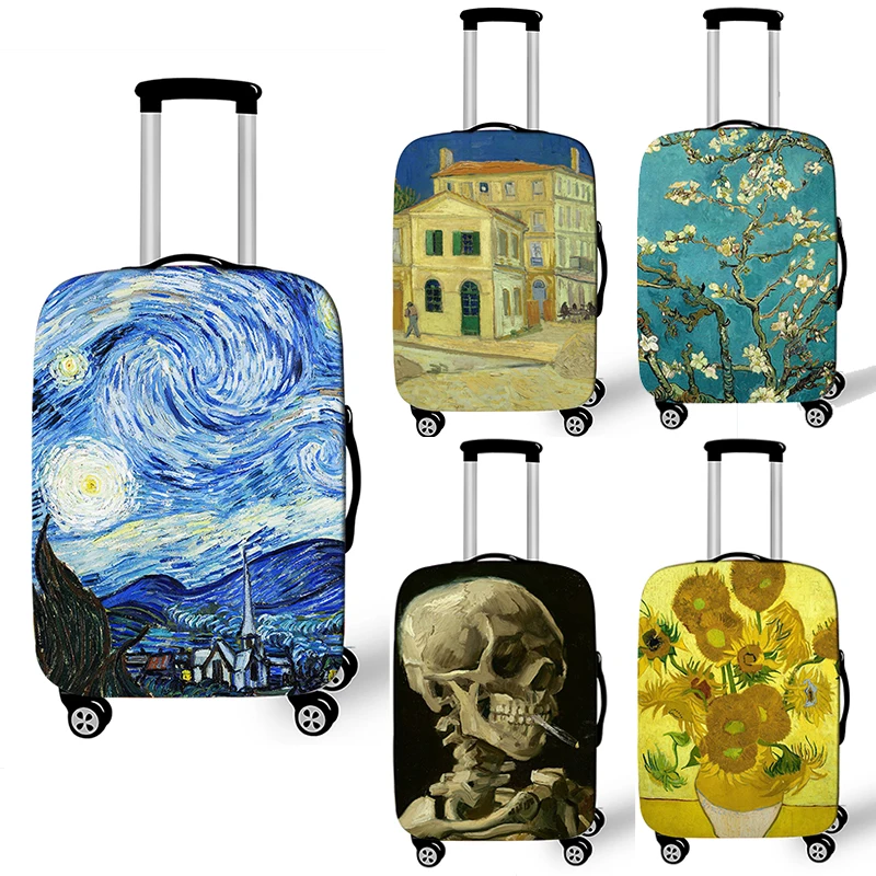 

Oil Painting Starry Night / Water Lilies / Tears Kiss Luggage Cover for Travel Van Gogh Gustav Klimt Claude Monet Suitcase Cover