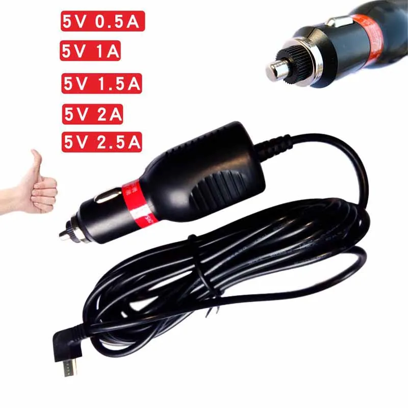 

Car GPS Navigation 24/12v to 5V 2A 1.5A 2.5A 3A Charging Cable Mini USB Car Recorder Power Cable 3.5m