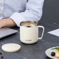 304 Stainless Steel Coffee Mugs Double Layer Heat Insulation Anti-fall Thermos Mug Home with Cover and Handle Mug Portable Cups 5