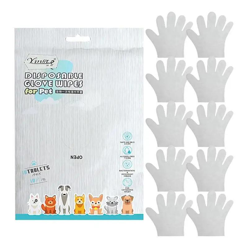 

10 шт., перчатки для сухой чистки домашних животных