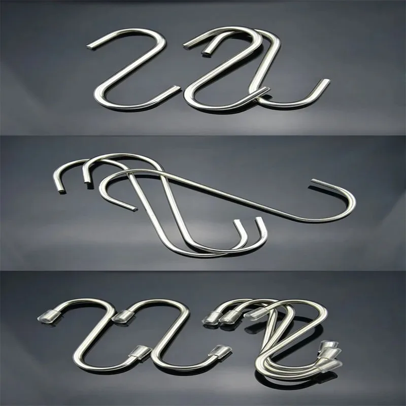 5/10/20PCS Stainless Steel S Shaped Hook Kitchen Bathroom Clothing Hooks Multi-functional Metal Hanging Hook Railing Hanger Bags 3
