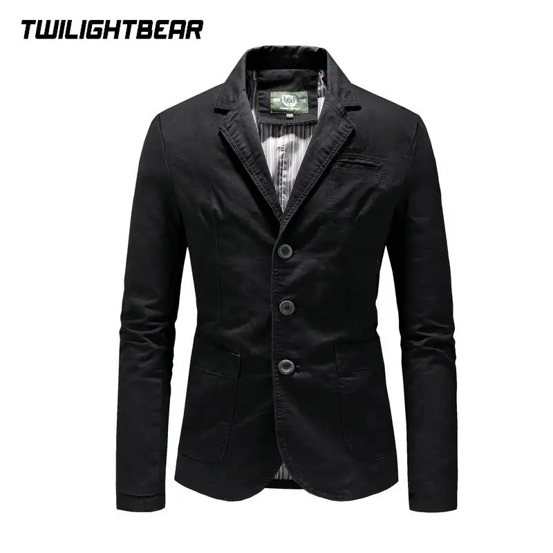 Mens Blazer Pure Cotton Solid Casual Spring Autumn 4XL