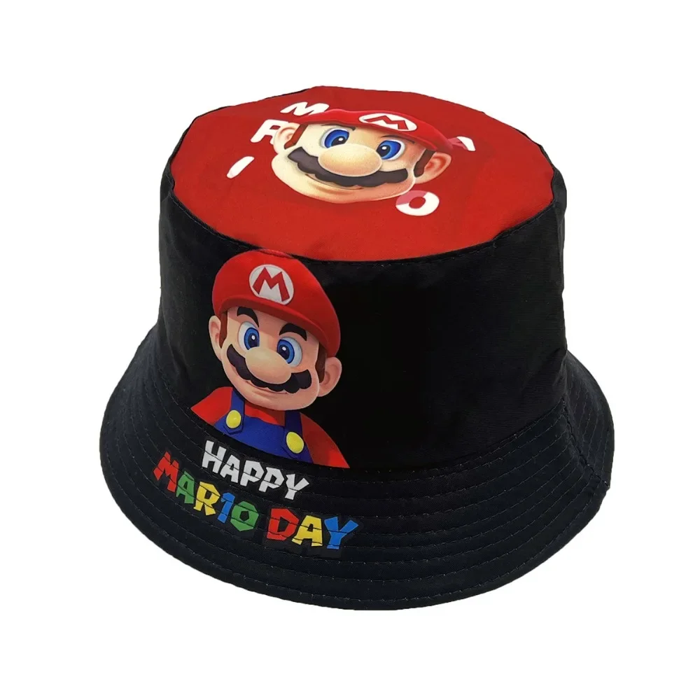 Super Mario Bros Fashion Printed Fisherman Hat Kids Action Figure Toy Cartoon Sun Hats Outdoor Visor Cap Boys Girl Birthday Gift