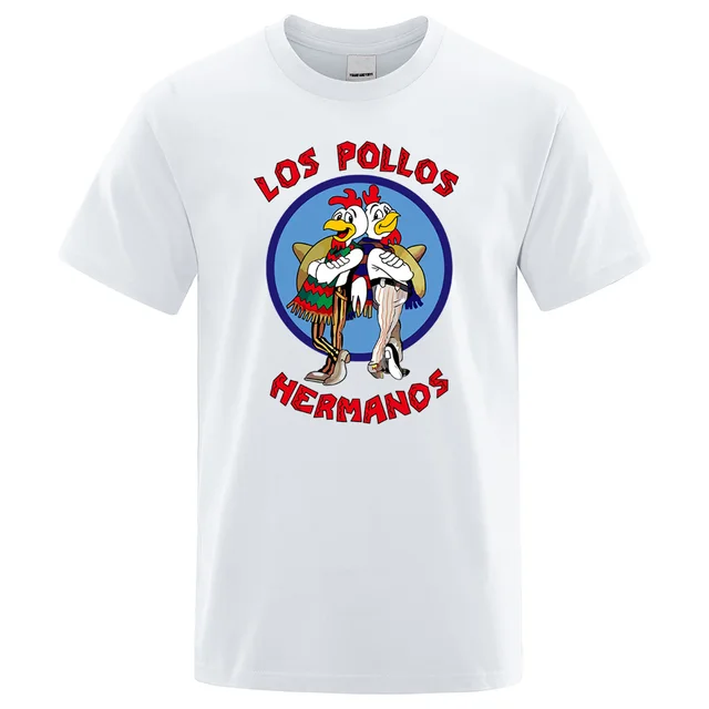 LOS POLLOS Hermanos Funny Printed T-Shirt Men Fashion Casual Short Sleeves Summer Cotton Breathable Tshirt Chicken Brothers Tee 2