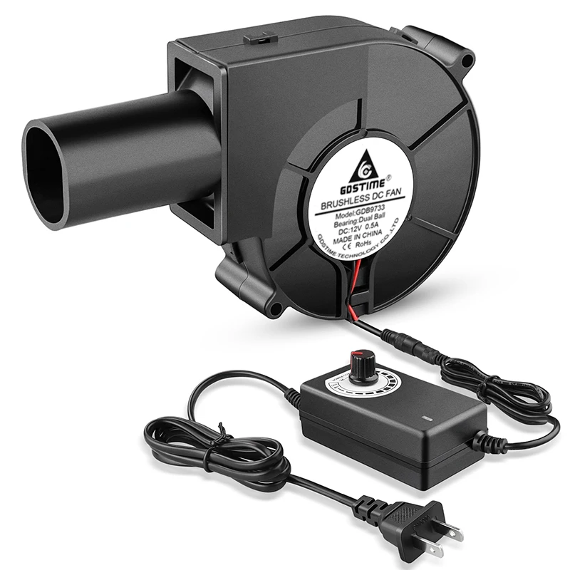 Gdstime-grande Ventilador Industrial de ar Ventilador Radial dc 12v Radial 97x33 mm 97 mm Bola Dupla Ventilador Portátil para Exaustor de Churrasco - Imagem 6