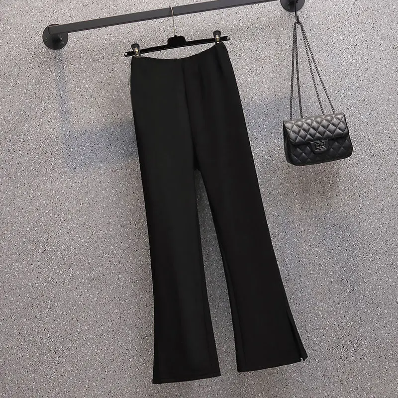2022 Spring New Style Slim and Elegant Women's Pants Suit Bow Wrinkled Waist Shirt Black Wide Legged Trousers Two-piece Suit
