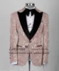 Glitter Sequin Groom Wedding Tuxedo Peaked Lapel Men Suit 3 Pieces Sets Dinner Party Male Prom Blazers Customized Coustome Homme 3