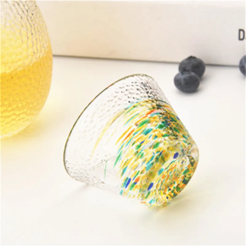 Japanese Style Glass Tea Cup Kung Fu Tea Set Household Sake Cold Wine Mug Wine Colorful Transparent Heat-resistant Small Cups