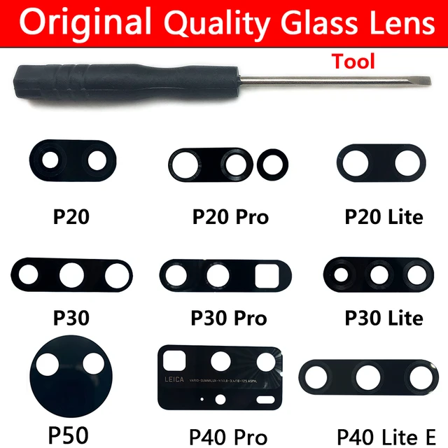 2pcs/lot For Huawei P30 Lite Camera Glass Lens With Glue Sticker For Huawei P20 P30 Lite P40 Pro Camera Lens + Repalcement Tools 1