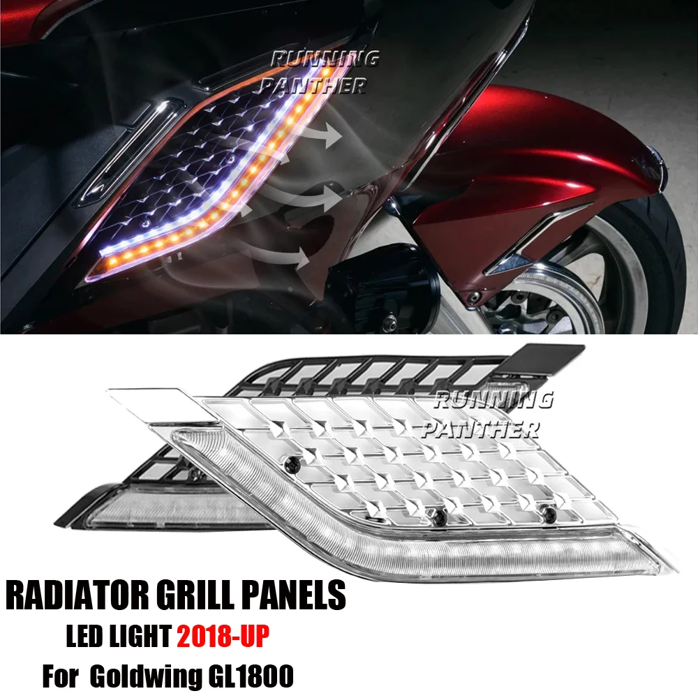 

For Honda Goldwing Gold Wing GL1800 Tour DCT Airbag 2018-2023 Motorcycle LED Light Radiator Grill Panels Decorative Light Lamp