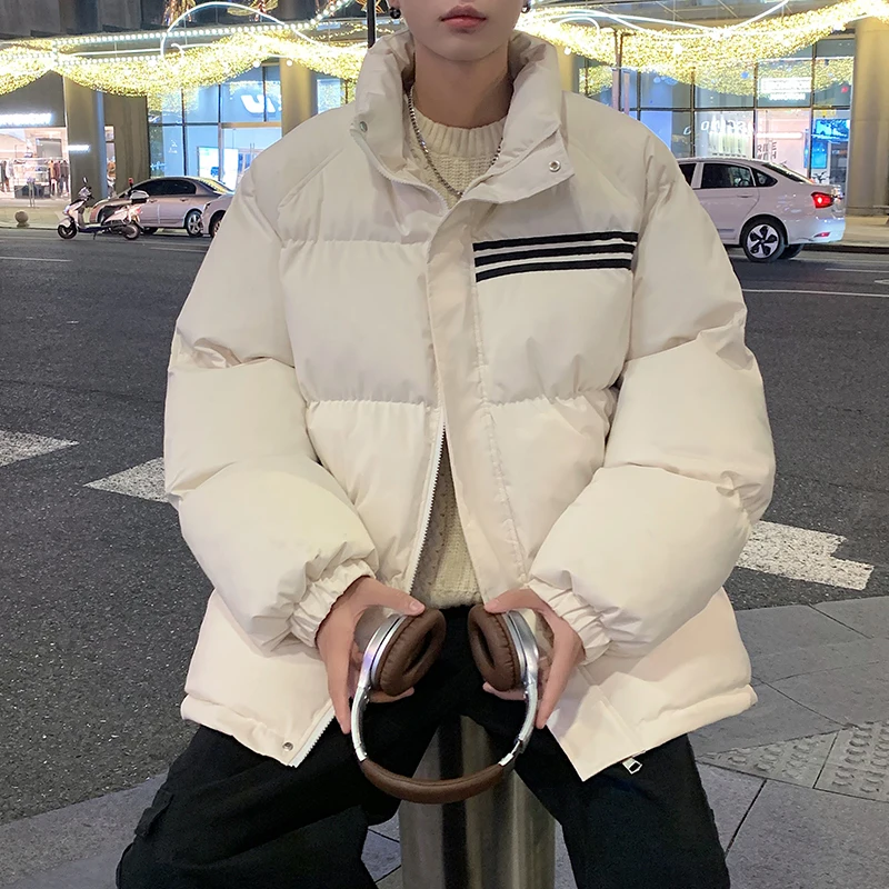 Winter Ski Jacket For Men Stand-up Collar Men's Cotton-Padded Jacket Couple Thick Warm Vintage Fashion Parkas High Quality Coat