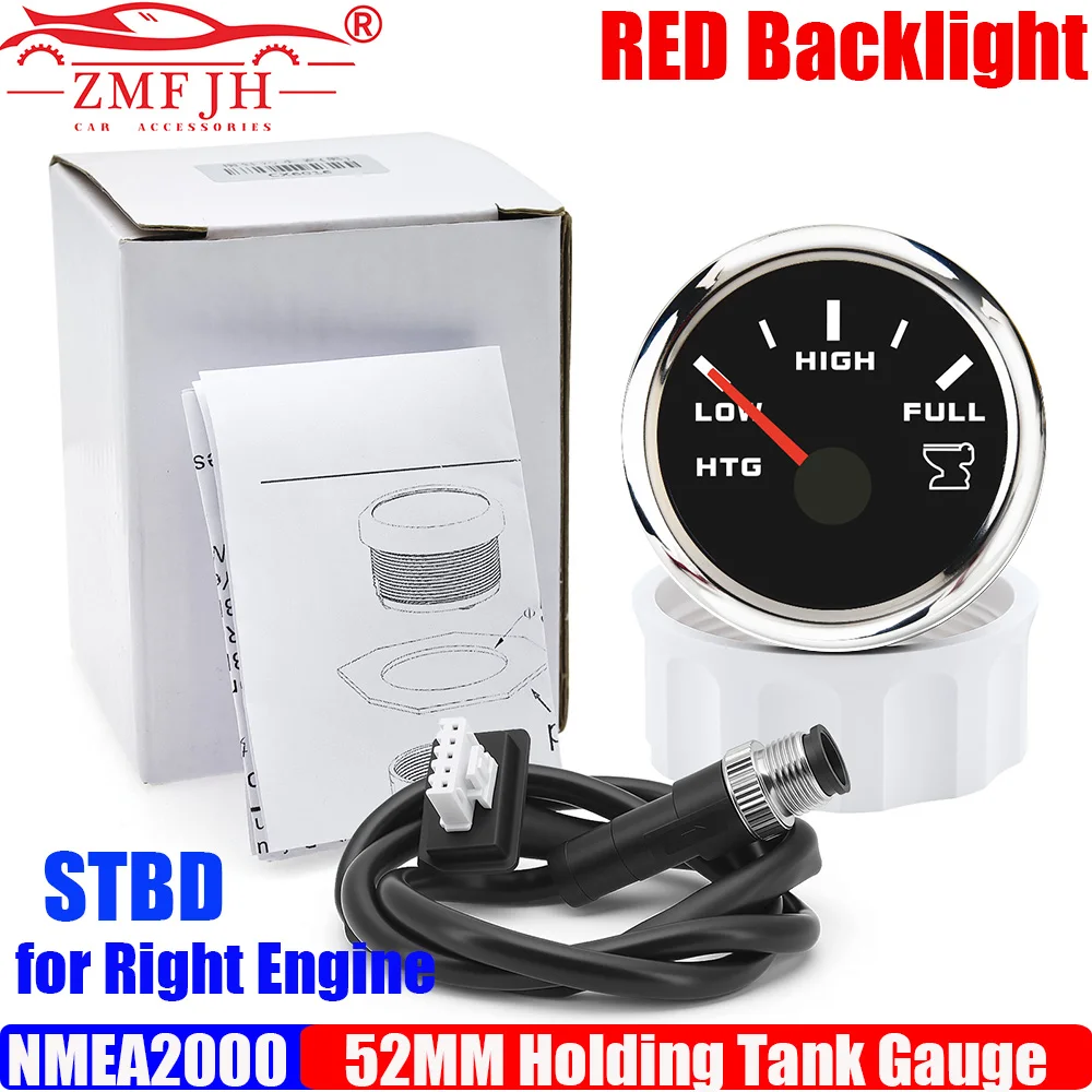 ZMFJH NMEA2000 2인치 52MM 홀딩 탱크 게이지 레드 백라이트 좌우 엔진 보트 요트 선박 오일 탱크 미터 12V24V (STBD 포트용)