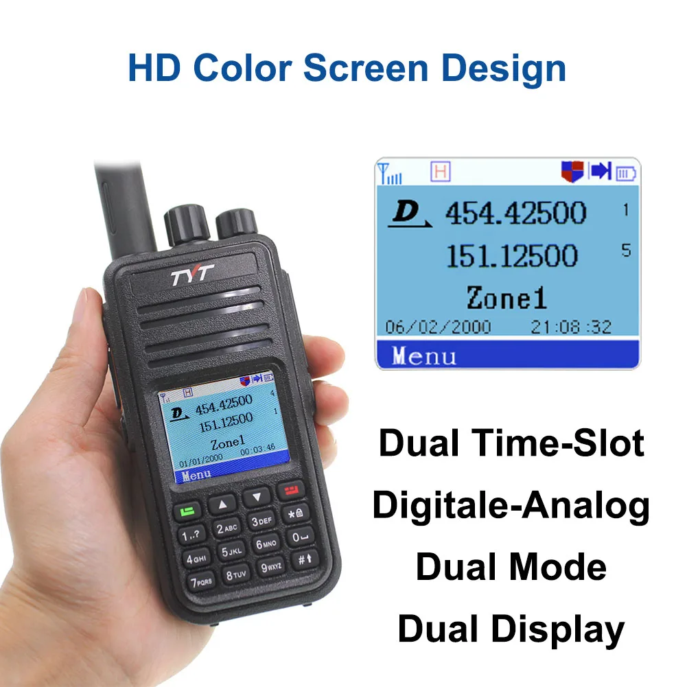 TYT MD-UV380 Dual Band 136-174Mhz & 400-480MHz Walkie Talkie DMR Digital Two Way Radio MD-380 Dual Time Slot Transceiver + USB 3