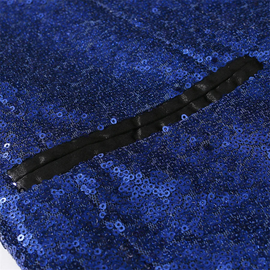 Shiny Blue Sequin Glitter Men's Blazer Nightclub Prom Suit Jacket for Men Costume Homme Stage Clothes for Singers Performance 6