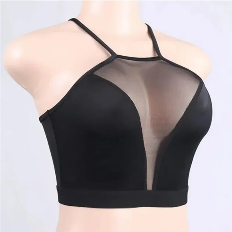 Mesh Crop Top Summer Women Casual Tank Top Vest Blouse Sleeveless Sport Crop Tops Shirt See-through Transparent erotic lingerie 1 Pc