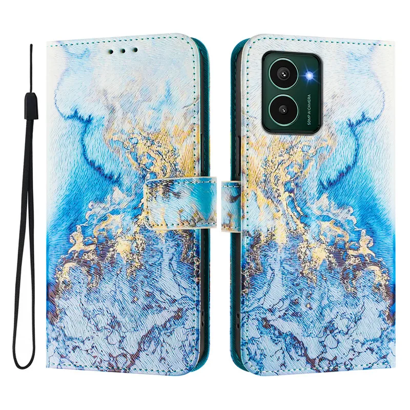 Leather Phone Case - Flip Cover Wallet with Magnetic Closure and Floral Design