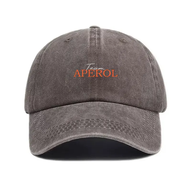 Team Aperol Vintage Washed Baseball Cap Retro Distressed Cotton Hat Unisex Verstellbare Snapback-Kappe für Gruppenfeiern, Sport und Freunde – Detail 10