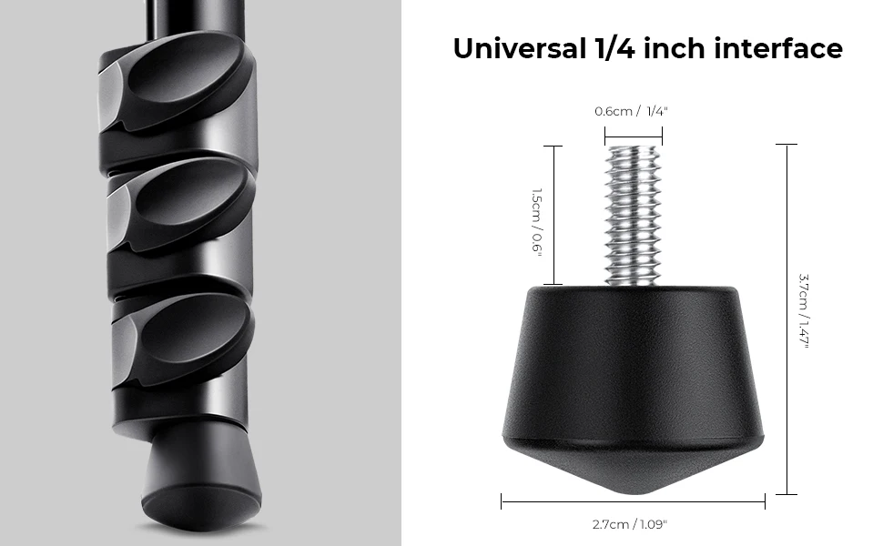 Description Picture 3 of itemK&F Concept 3Pcs Universal Tripod Foot Spikes Set 1/4 Inch Thread Rubber Anti-Slip Tripod Monopod Legs Feet Replacement Parts