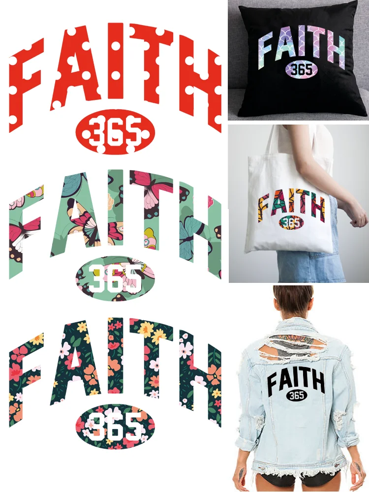 Glaube 365 Aufbügeln Transfers für Kleidung Patches Streifen für Jeans Wärme übertragung Vinyl