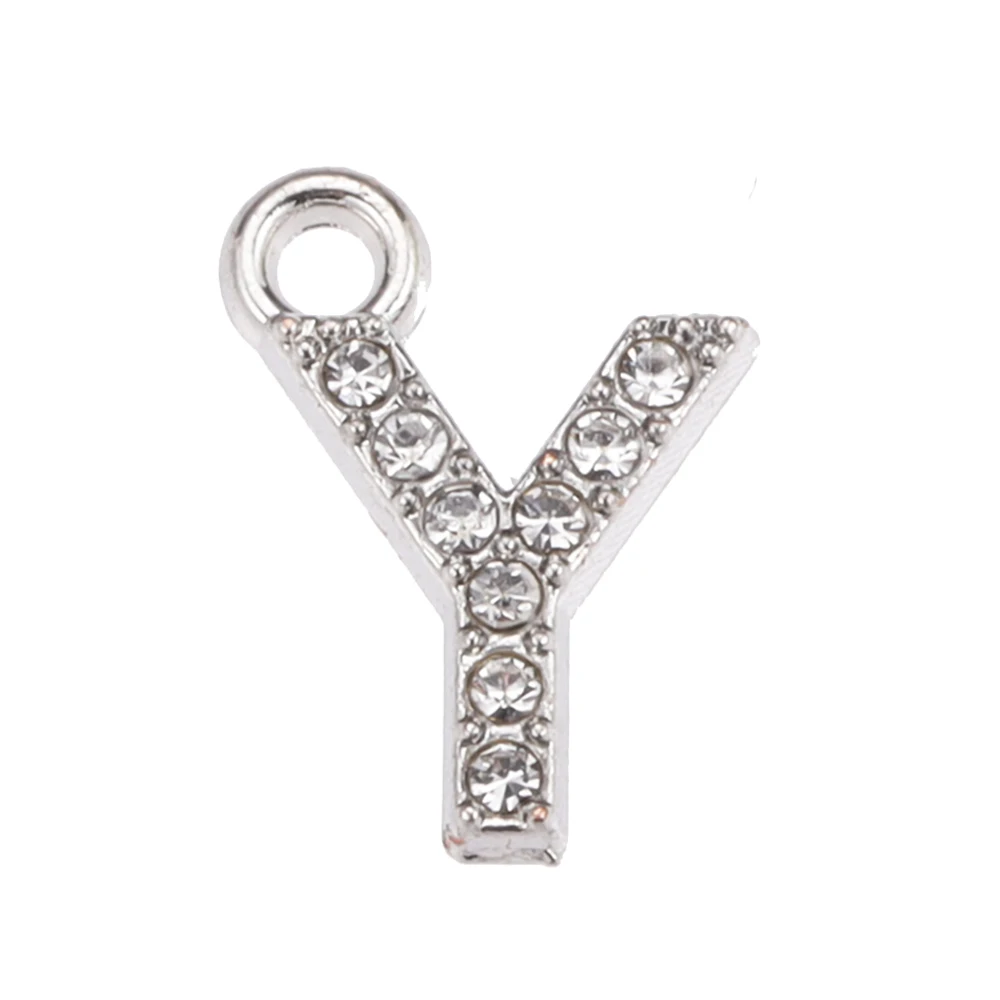 10/26 stücke Silber Farbe Legierung Kristall Mini Alphabet 26 Buchstaben Charms Anhänger für Frauen Halskette Ohrring Schmuck Zubehör – Detail 29