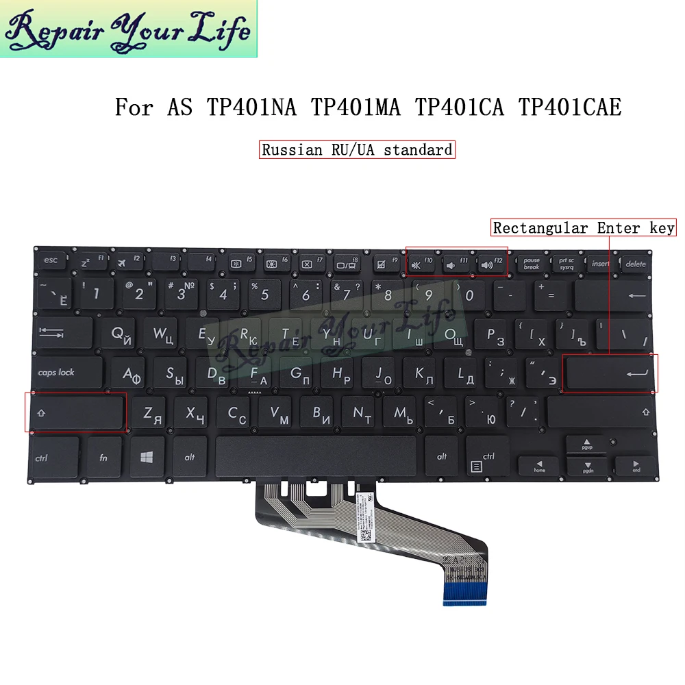 

RU Russian Laptop Keyboard for Asus VivoBook 2-in-1 TP401 TP401NA TP401CA TP401MA TP401NAS TP401CAE TP401CAS TP401MAS F123RU00