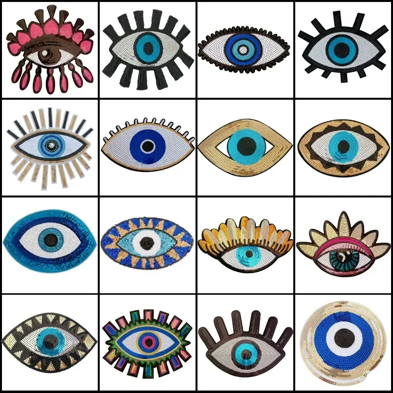 Auge Stickerei Perle Auge Abzeichen Aufkleber Cartoon Pailletten Patch Individualität Liebenswerte Kleidung Dekoration Aufbügeln Patches