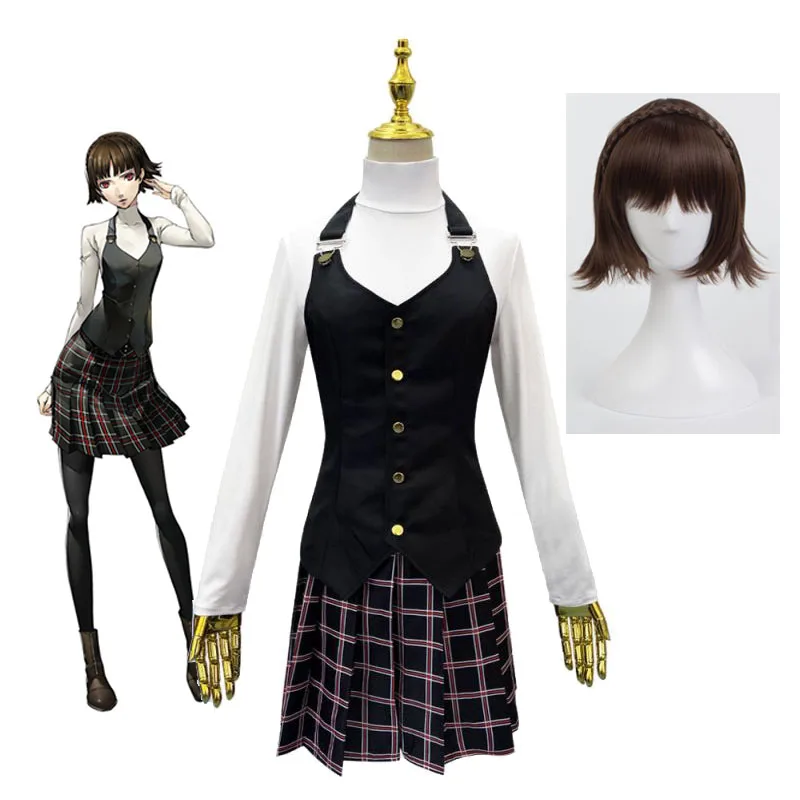 

Костюм для косплея Makoto Niijima Persona 5, косплей костюм и парик в виде странного сердца, группы воров, королевы, аниме, костюмы на Хэллоуин