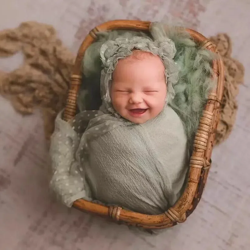 Newborn Photography Props Retro Rattan Basket Photo Chair Bebe Shooting Accesories Recien Baby Girl Boy Posing Bed Background