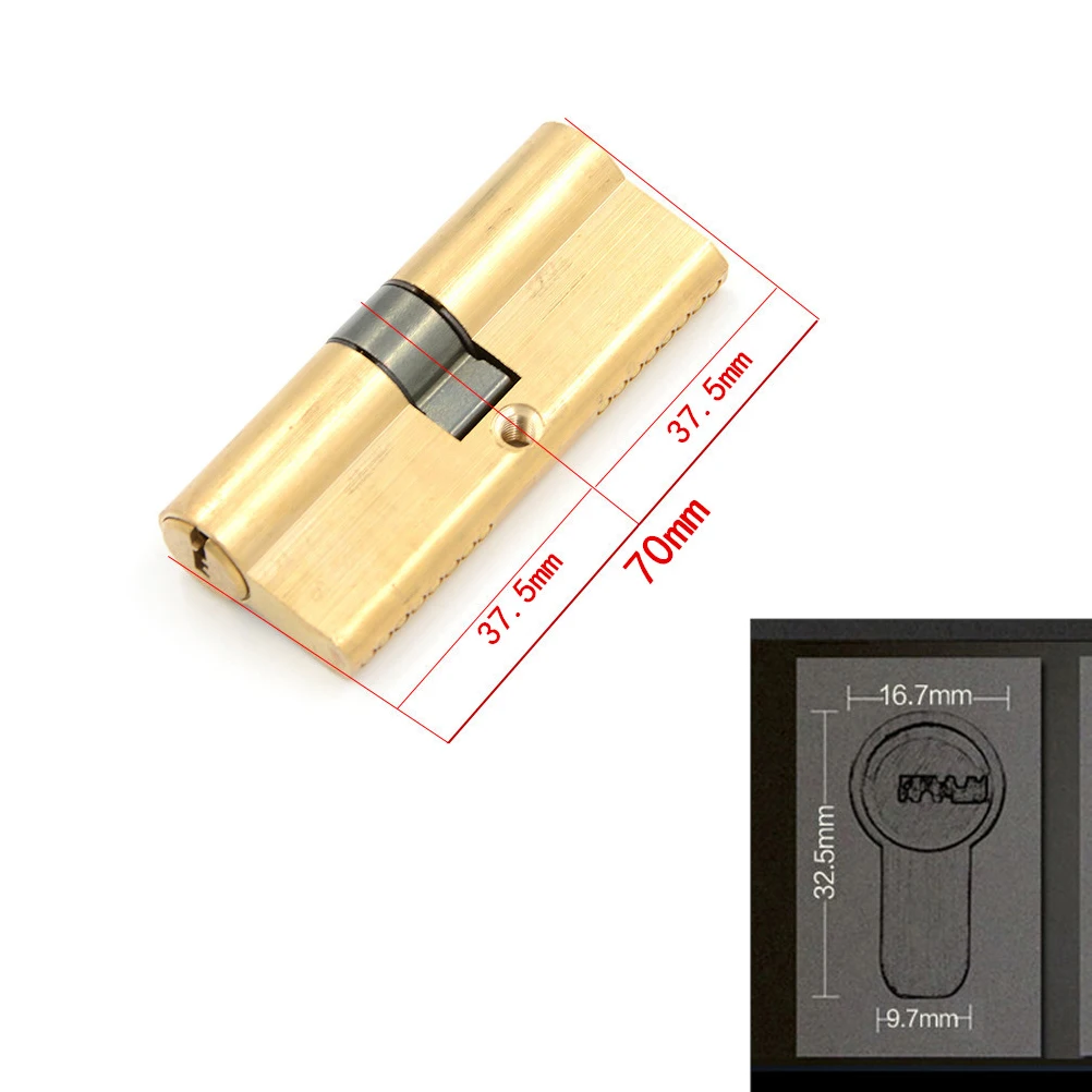 1Set 75MM Brass Key Cylinder Door Lock Barrel High Security