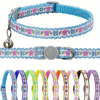 Exquisite Floral Embroidered Cat Collars, 1