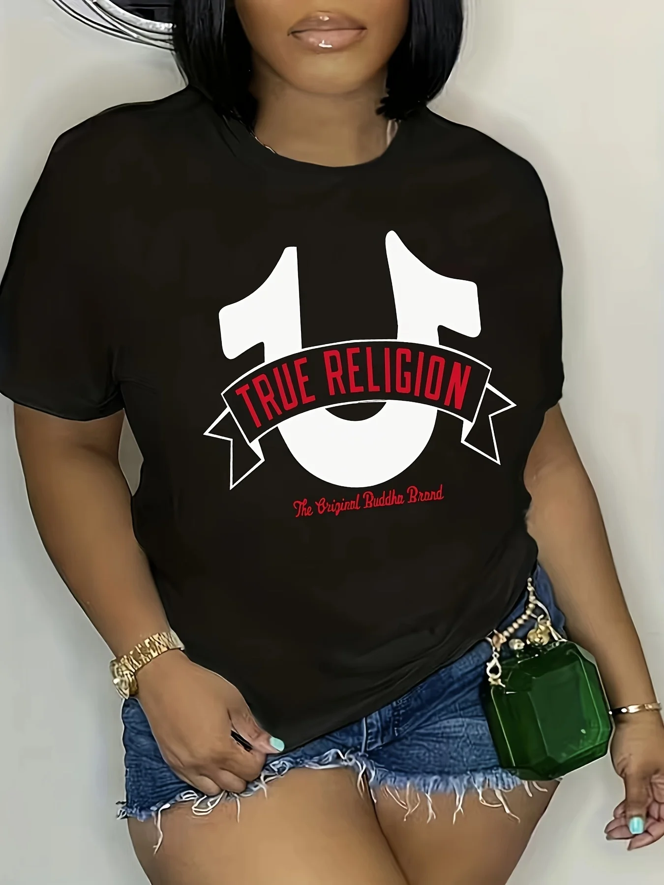 Graphic Print Crew Neck T-shirt, Short Sleeve Casual Top For Spring & Summer, Women's Clothing