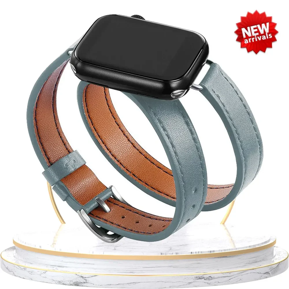 Premium Leather Strap Replacement for Apple Watch - Elegant and Durable Bracelet Accessory