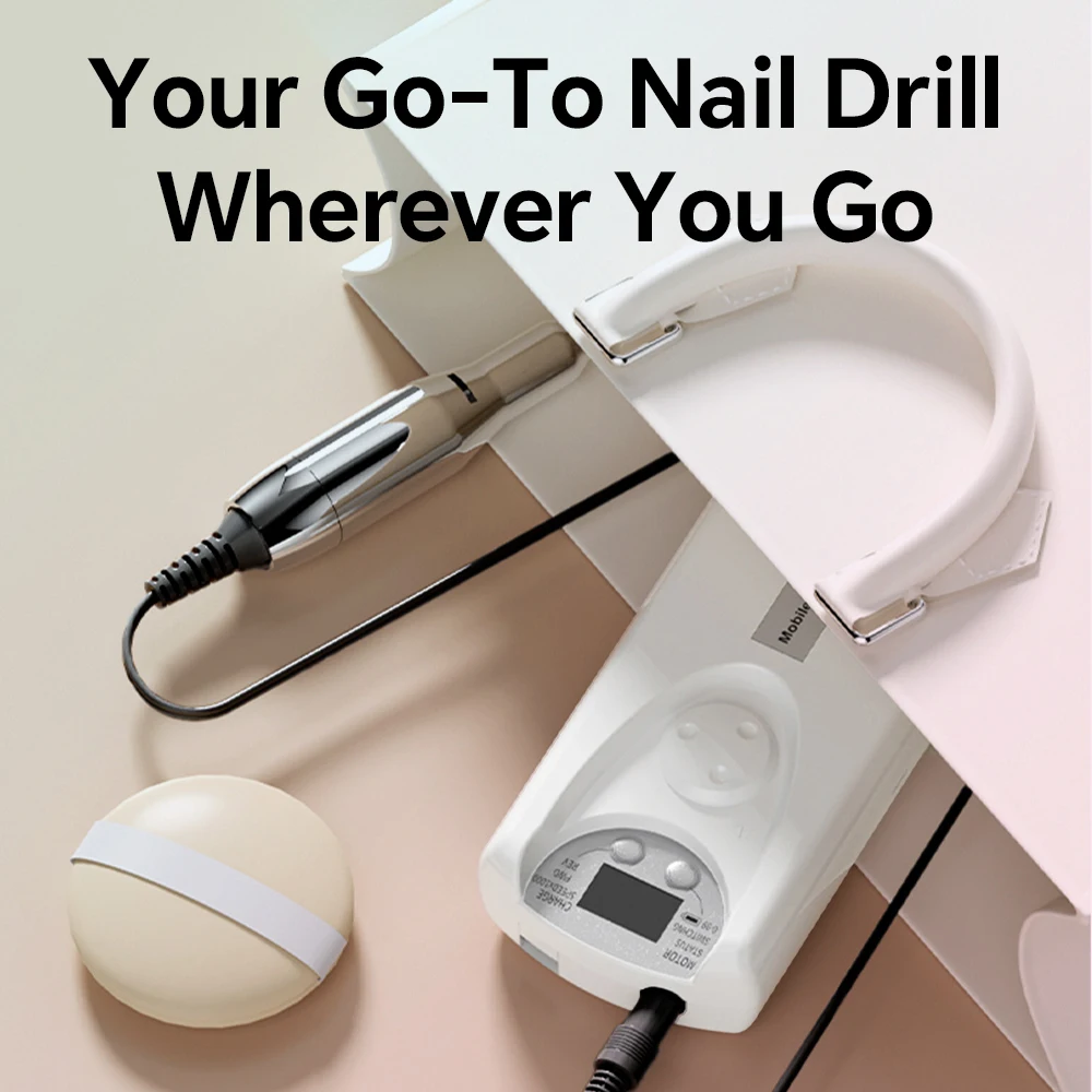 Electric Nail Drill File Professional, Rechargeable Nail File Machine Kit with Bits Kit for Acrylic Gel Nails Polishing Removing