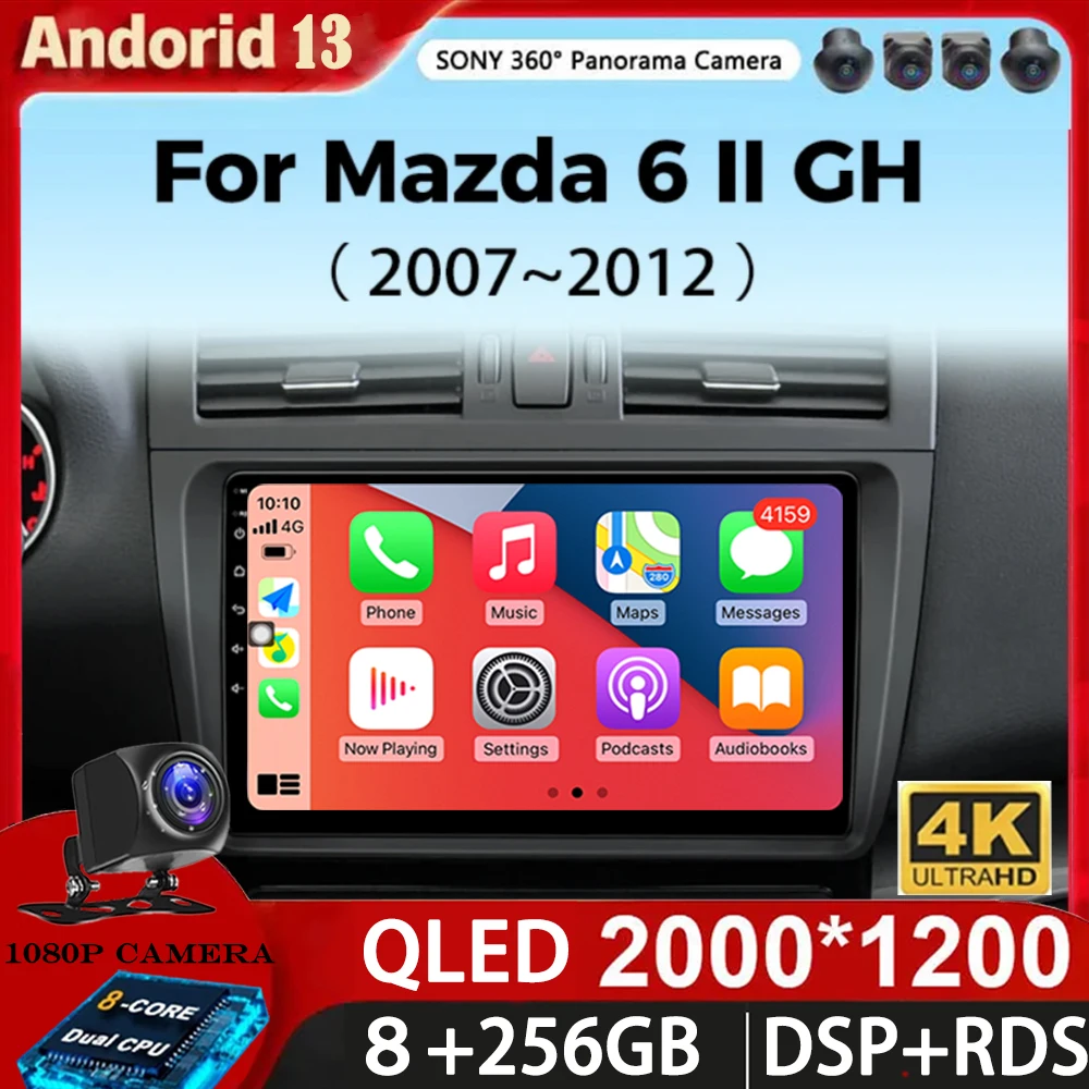 

Android 13 Carplay Auto For Mazda 6 Rui Wing 2007-2012 Car Radio Multimedia Video Player Navigation GPS No 2Din 2 Din DVD DSP