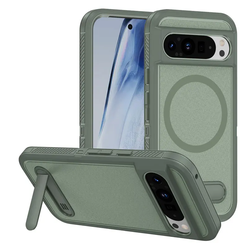 MagSafe Armor Shockproof Matte Phone Case with Magnetic Wireless Charging Stand Holder