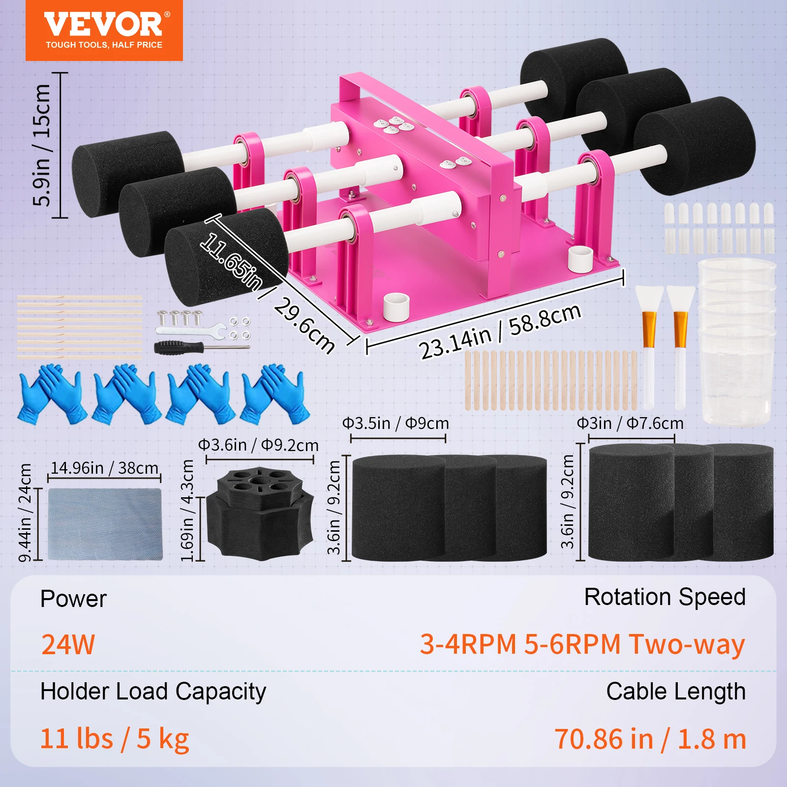 VEVOR Double Cup Turner 2-Arm Pen Turner with Epoxy Resin Kit for