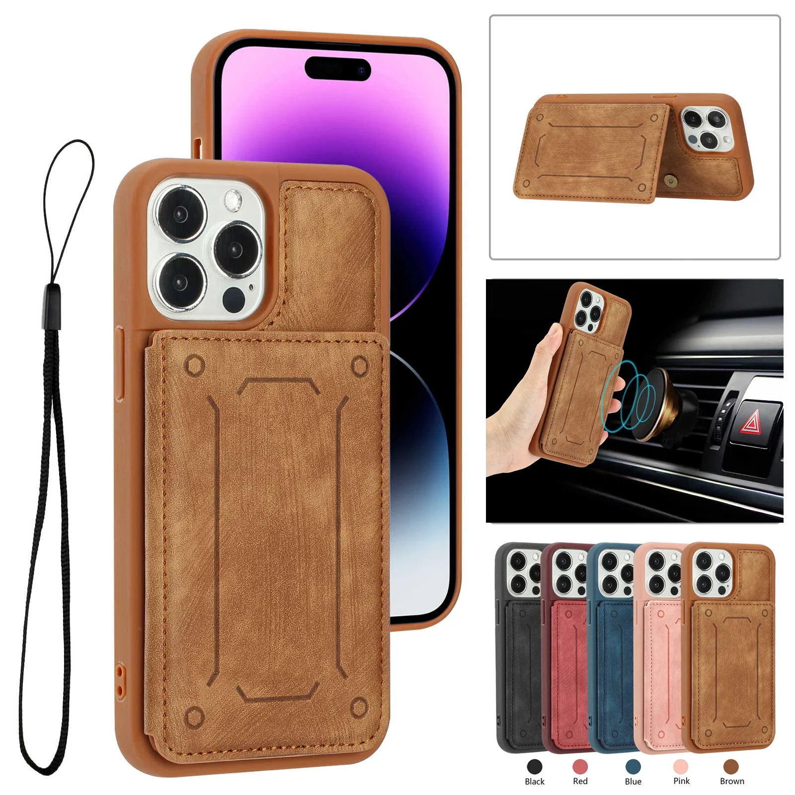 

Leather Wallet Cards Solt Magnetic Case For iPhone 14 Pro Max 13 12 11 XS MAX XR 7 8 14Plus SE 2022 Skin Feeling Cover Fundas