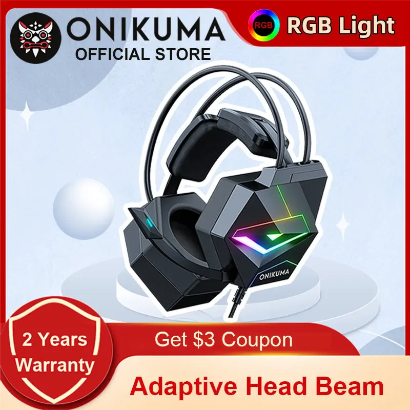 

ONIKUMA X20 Gaming Headphones with Dynatic RGB Lighting 3.5mm 7.1 Surround Wired Earphone Game Headset for Computer PC Gamer