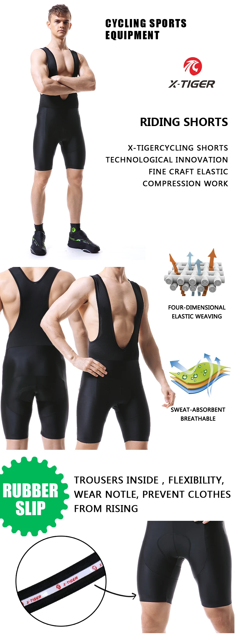 Description Picture 2 of itemX-TIGER Cycling Bibs Shorts Bike Tights Triathlon 5D Gel Padded Pro Lycra Bicycle Shorts Breathable Man Mountain Biking Shorts
