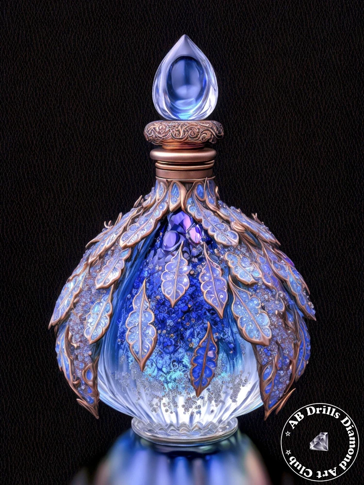thumbnail image 1 of Botella de perfume de flores de lujo 5D DIY AB pintura de diamante taladro completo bordado moda punto de cruz Rhinestone decoración del hogar regalo, 1 of 5