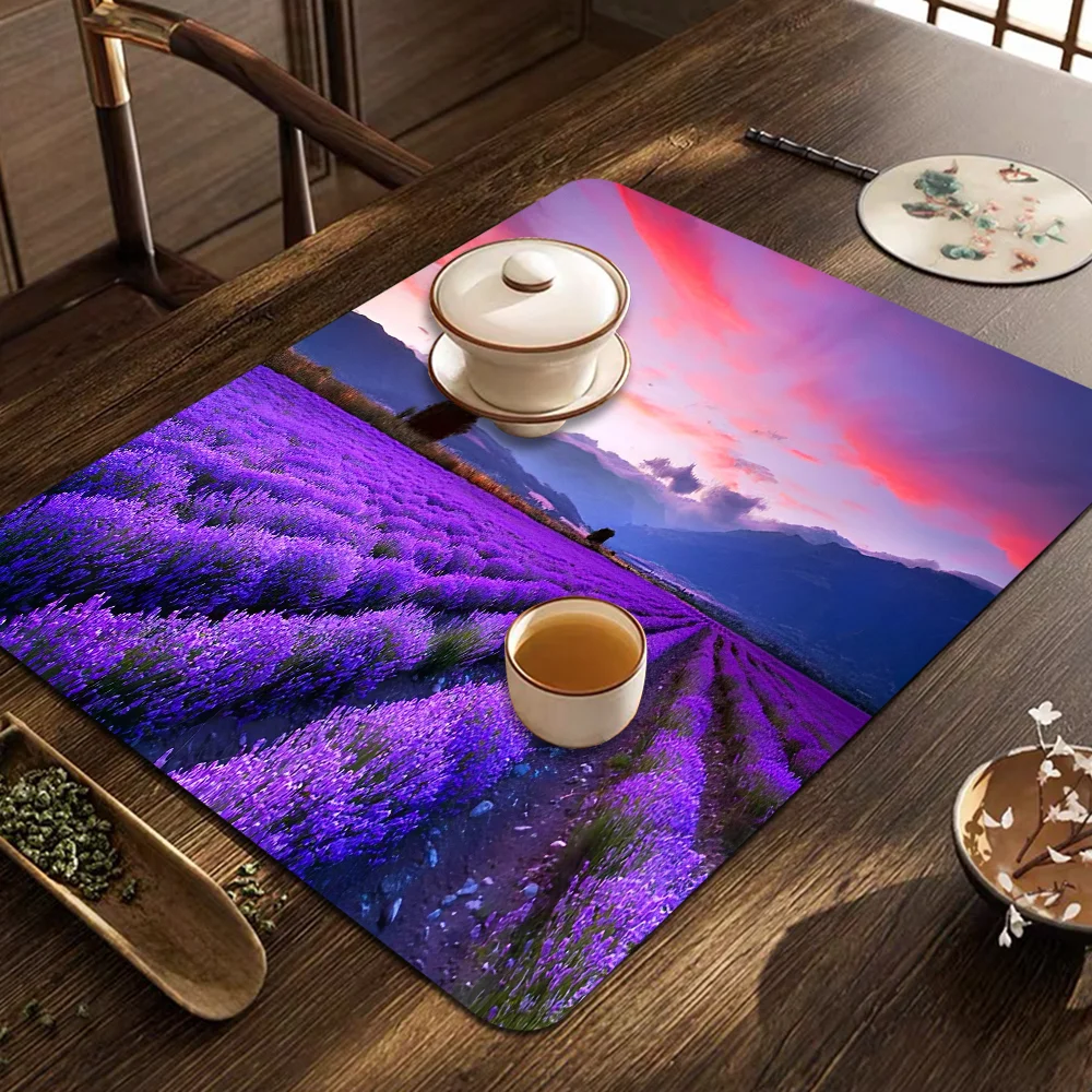 Lavender Flower Kitchen Absorbent Pad Dry Draining Mat Sink Washstand Coffee Machine Pads Table Placemat Faucet Anti Splash 6