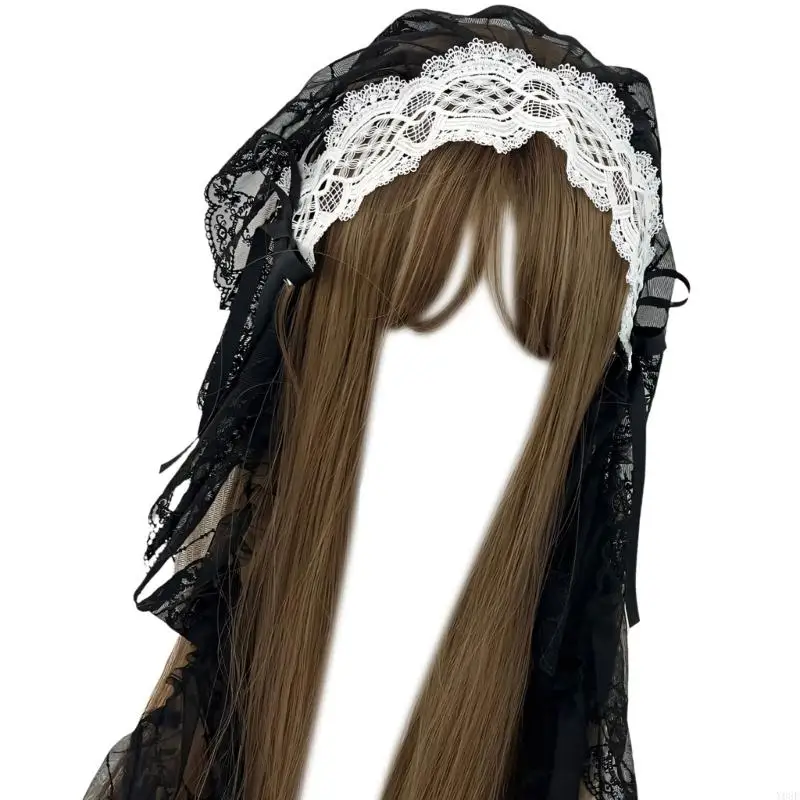 Stilvolles Gothic-Spitzen-Haarteil, elegante traditionelle Haardekoration, Cosplay-Kopfbedeckung, Haarband für Motto-Feier Y08E – Detail 4