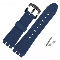 Premium 23mm Silicone Rubber Sports Wristband - Waterproof, Black and Blue - 23mm (Blue - black)