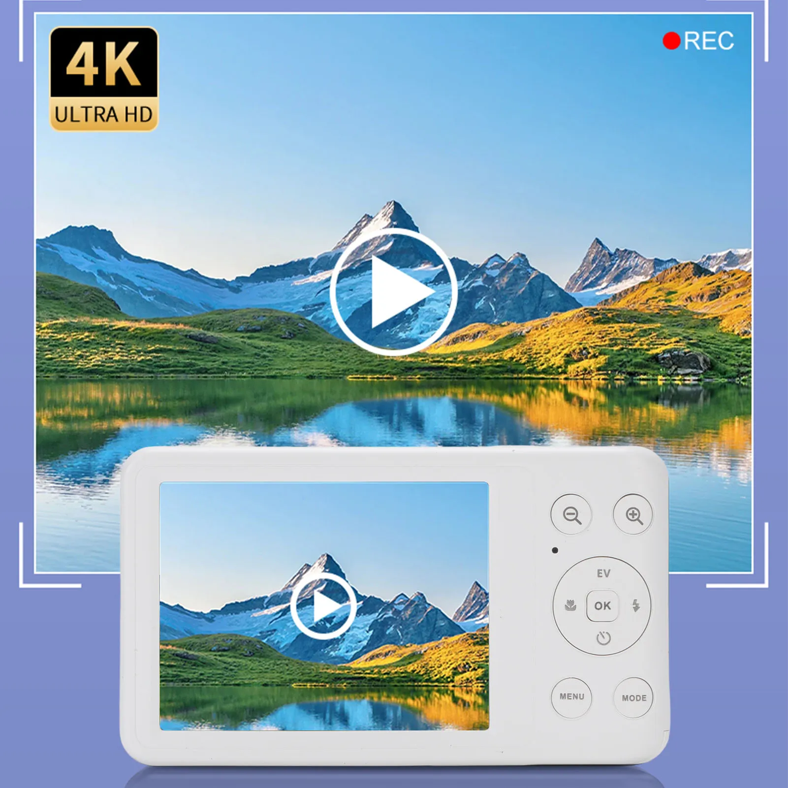 Digital Video Camera 10X Optical Zoom 2X Digital Zoom WiFi Multi Filters 4K 64MP HD Camera with Built in Flash for Photography - 2
