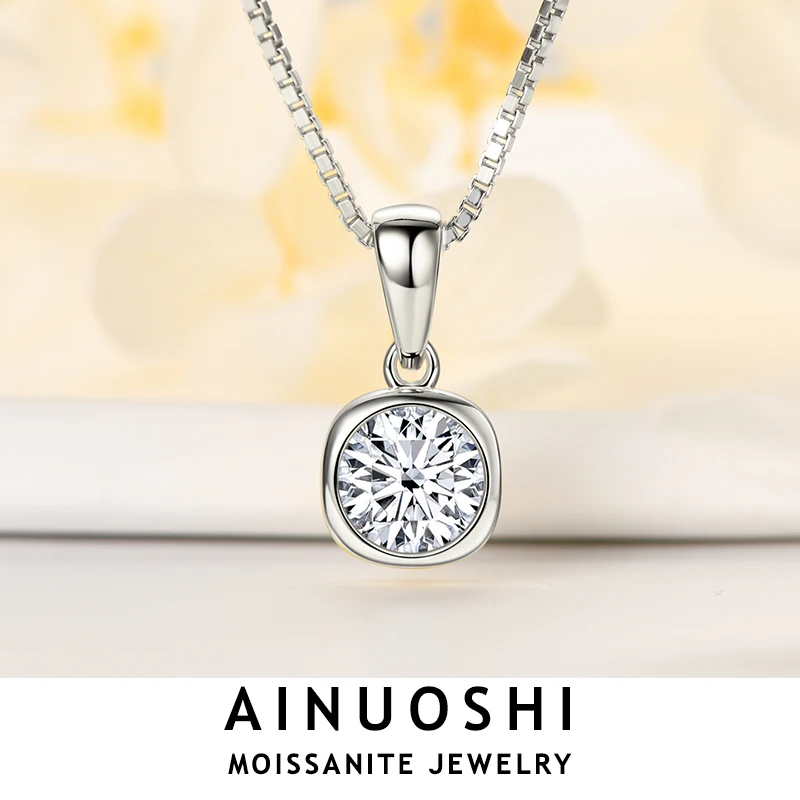 

Ожерелье AINUOSHI из серебра 925 пробы с круглым муассанитом, 1 карат